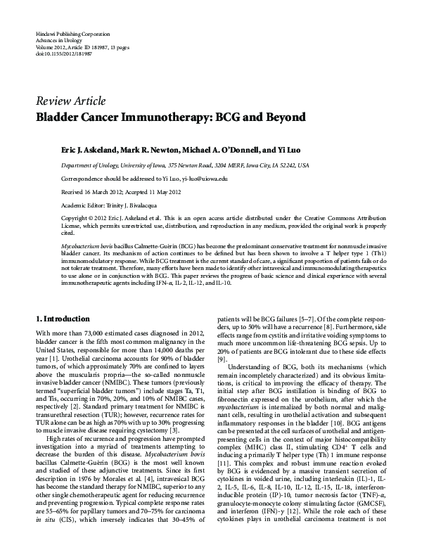 (PDF) Bladder Cancer Immunotherapy: BCG and Beyond