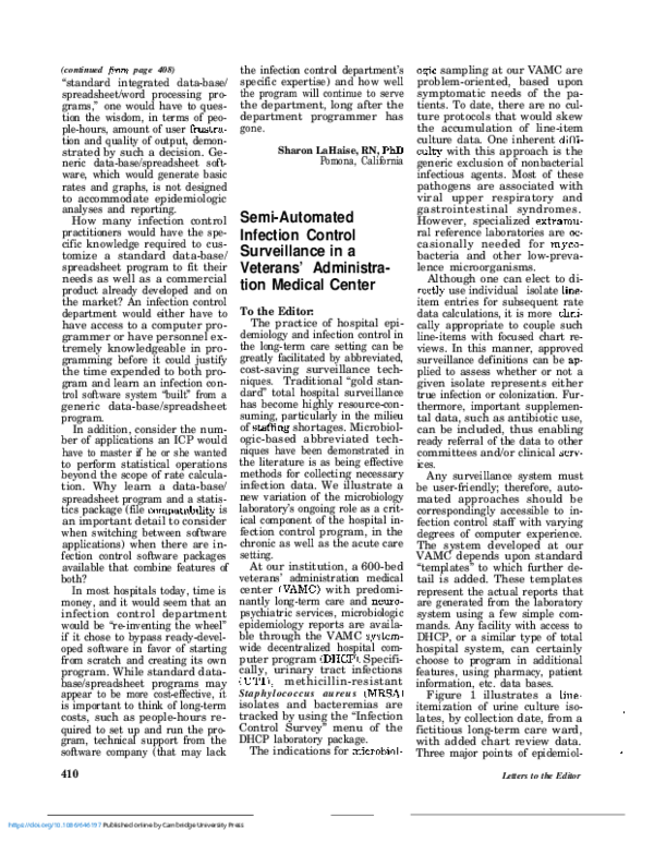 (PDF) Semi-Automated Infection Control Surveillance in a Veterans ...