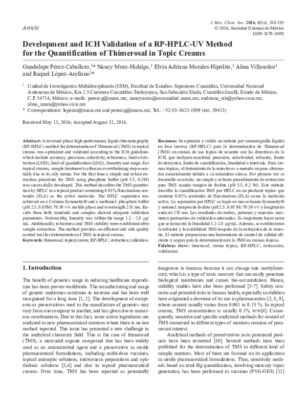 (PDF) Development and ICH Validation of a RP-HPLC-UV Method for the ...
