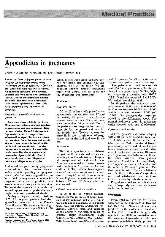 (PDF) Appendicitis in Pregnancy