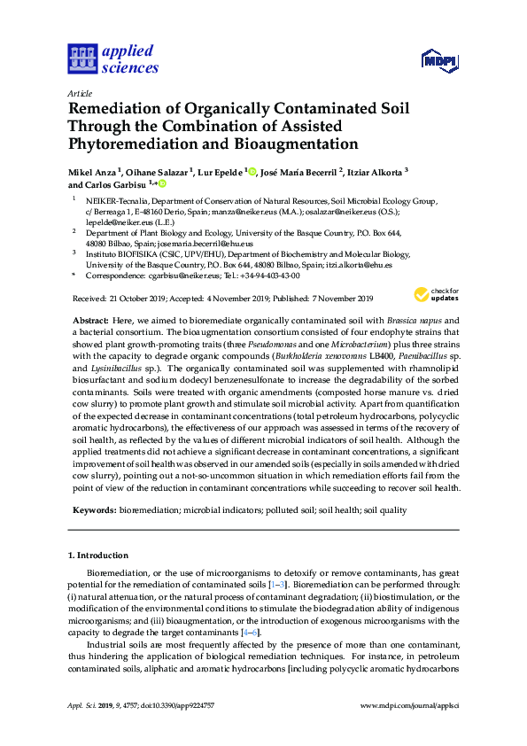 (PDF) Remediation of Organically Contaminated Soil Through the ...