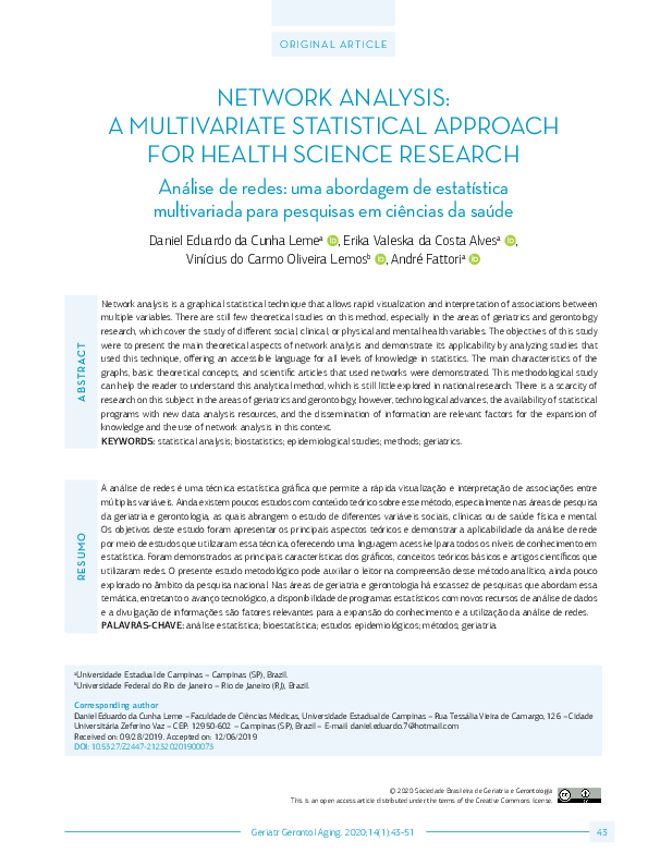 (PDF) Network Analysis: A Multivariate Statistical Approach for Health ...