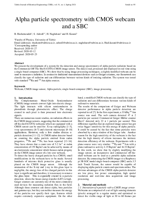 (PDF) Alpha particle spectrometry with CMOS webcam and a SBC
