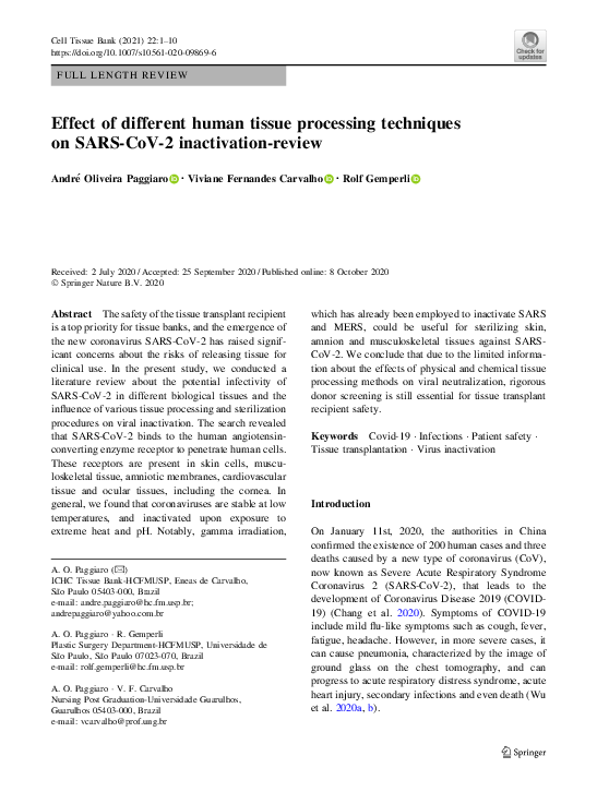 (PDF) Effect of different human tissue processing techniques on SARS ...