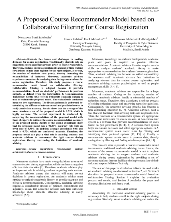 (PDF) A Proposed Course Recommender Model based on Collaborative ...