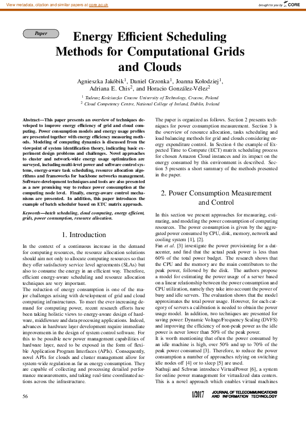 (PDF) Energy Efficient Scheduling Methods for Computational Grids and ...