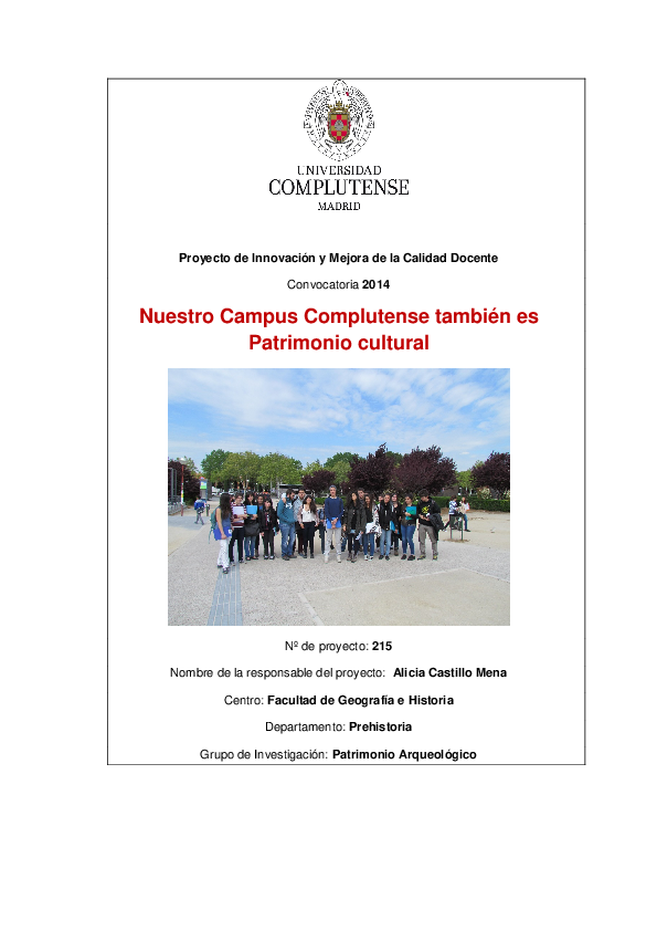 (PDF) Nuestro Campus Complutense también es Patrimonio Cultural