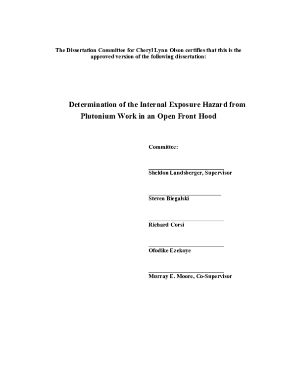 (PDF) Determination of the internal exposure hazard from plutonium work