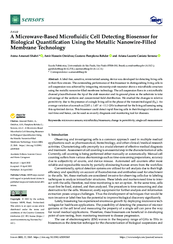 (PDF) A Microwave-Based Microfluidic Cell Detecting Biosensor for ...