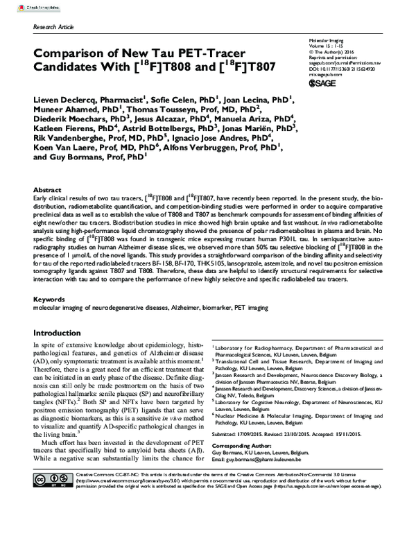 (PDF) Comparison of New Tau PET-Tracer Candidates With [18F]T808 and ...