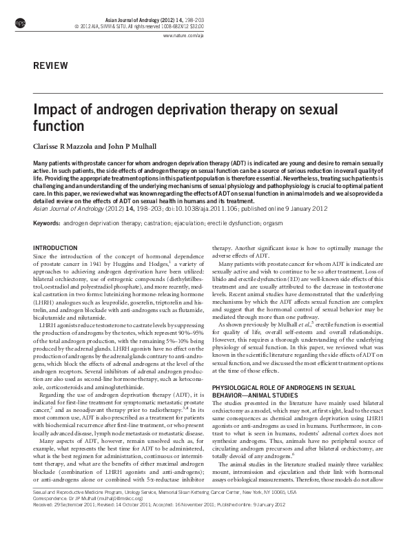(PDF) Impact of androgen deprivation therapy on sexual function