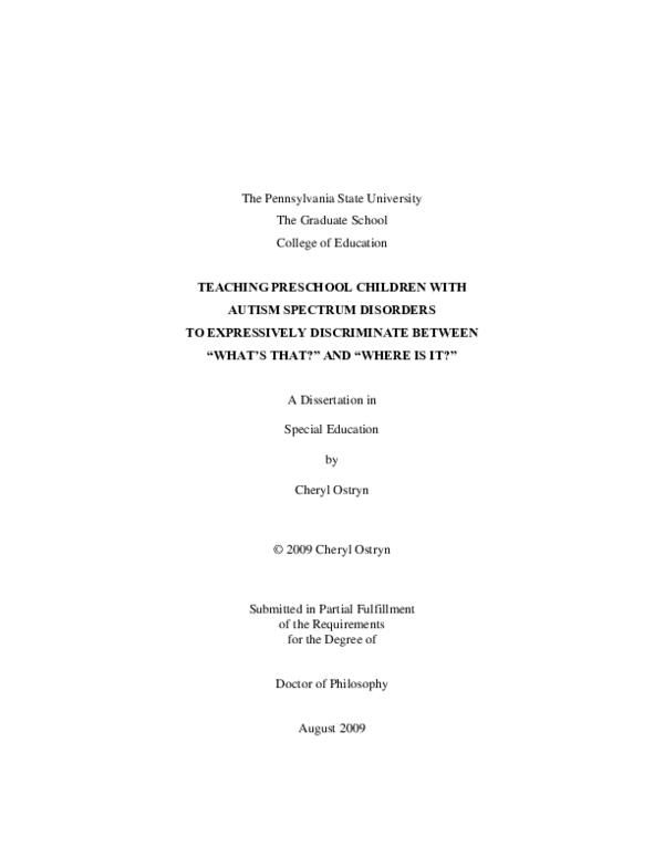 (PDF) Teaching Preschool Children With Autism Spectrum Disorders to ...