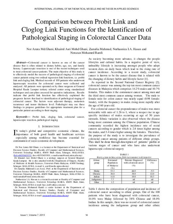 (PDF) Comparison between Probit Link and Cloglog Link Functions for the ...