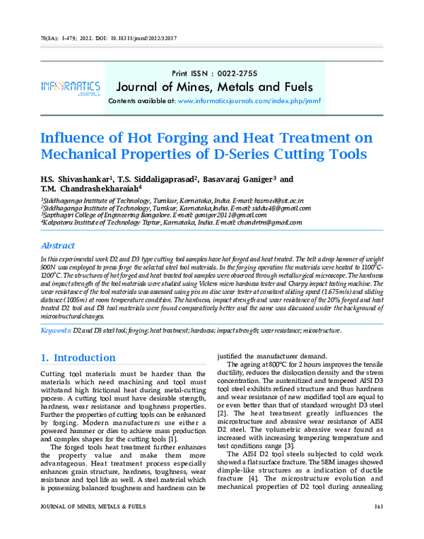 (PDF) Influence of Hot Forging and Heat Treatment on Mechanical ...