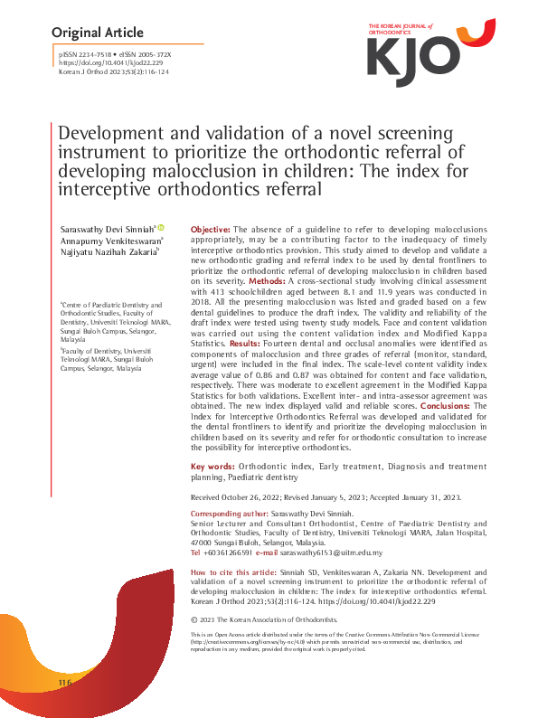 (PDF) Development and validation of a novel screening instrument to ...