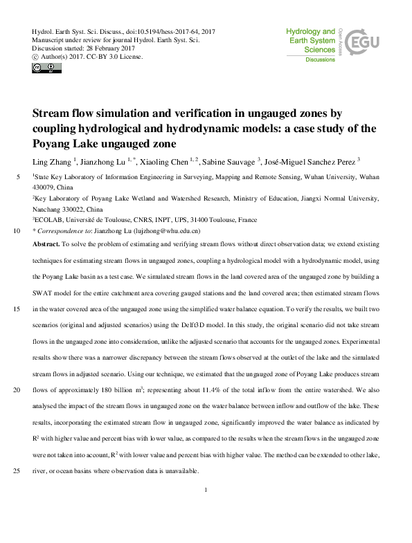 (PDF) Stream flow simulation and verification in ungauged zones by ...