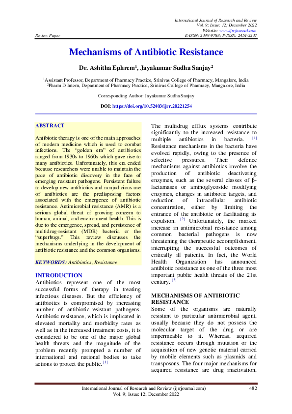 (PDF) Mechanisms of Antibiotic Resistance
