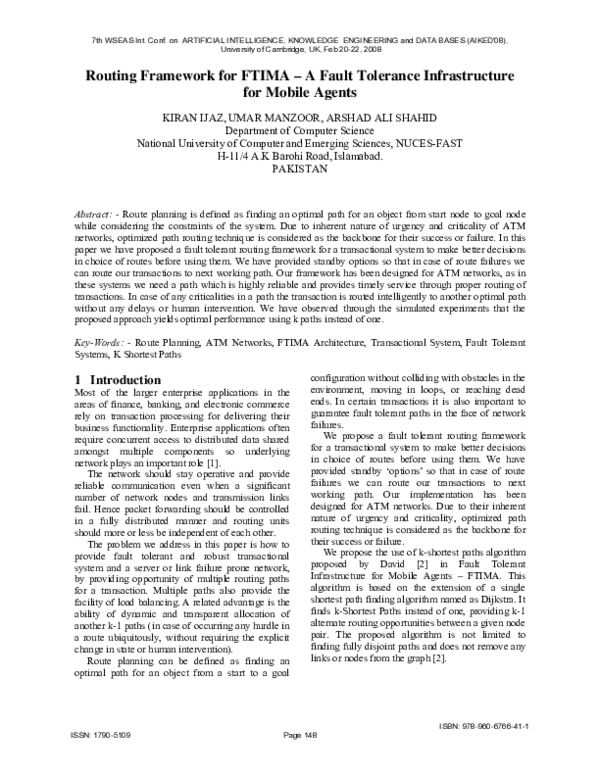 (PDF) Routing framework for FTIMA: a fault tolerance infrastructure for ...