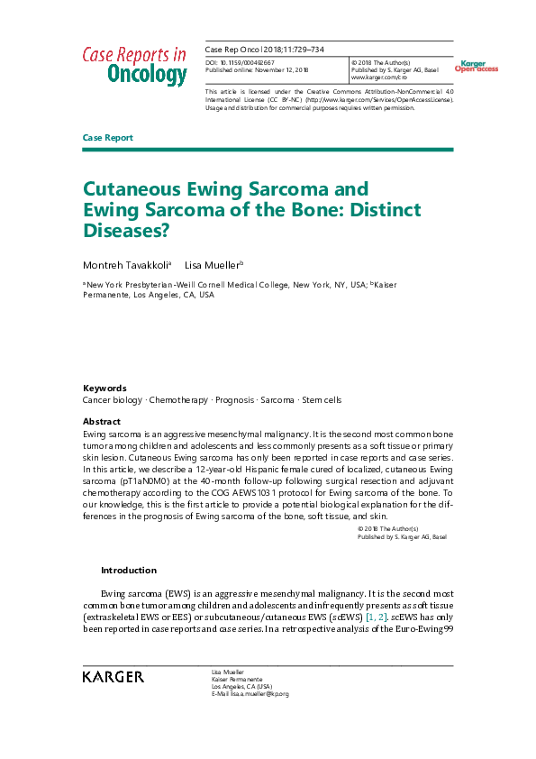 (PDF) Cutaneous Ewing Sarcoma and Ewing Sarcoma of the Bone: Distinct ...