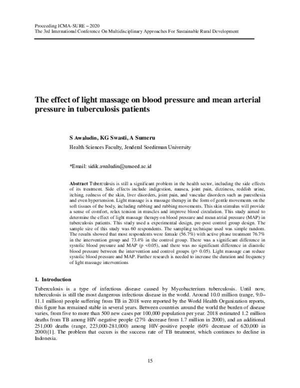 (PDF) The effect of light massage on blood pressure and mean arterial ...