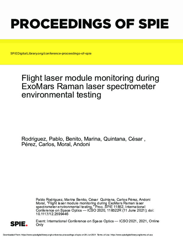 (PDF) Flight laser module monitoring during ExoMars Raman laser ...