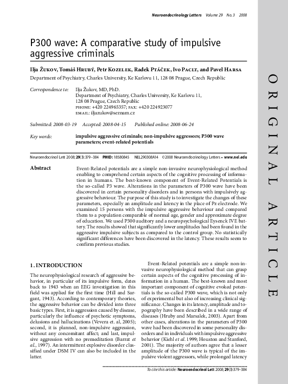 (PDF) P300 wave: a comparative study of impulsive aggressive criminals
