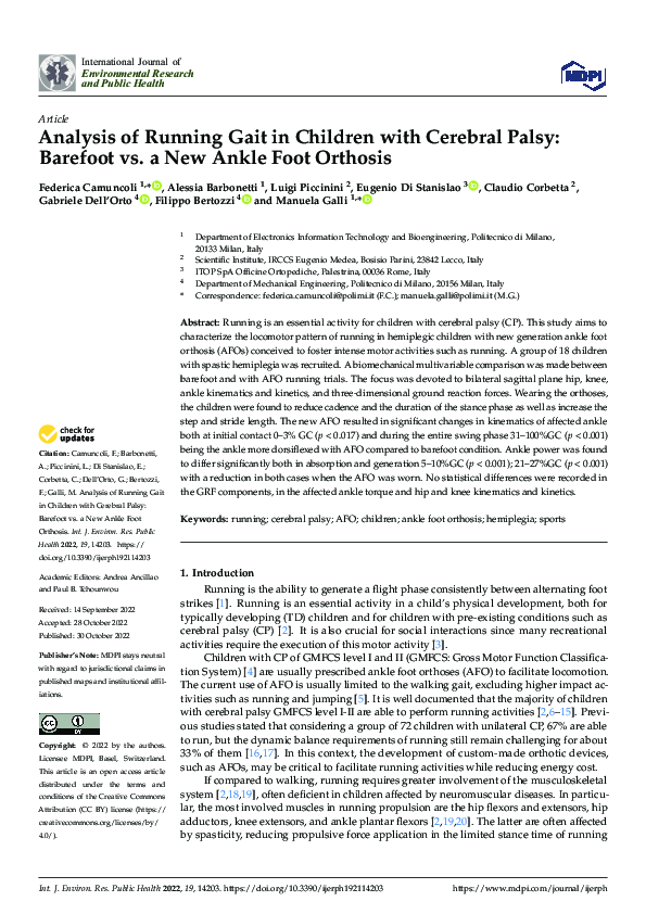 (PDF) Analysis of Running Gait in Children with Cerebral Palsy ...