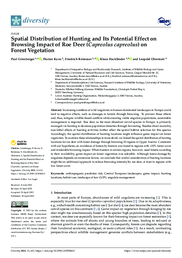 (PDF) Spatial Distribution of Hunting and Its Potential Effect on ...