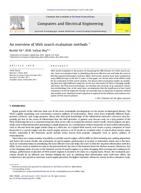 (PDF) An overview of Web search evaluation methods