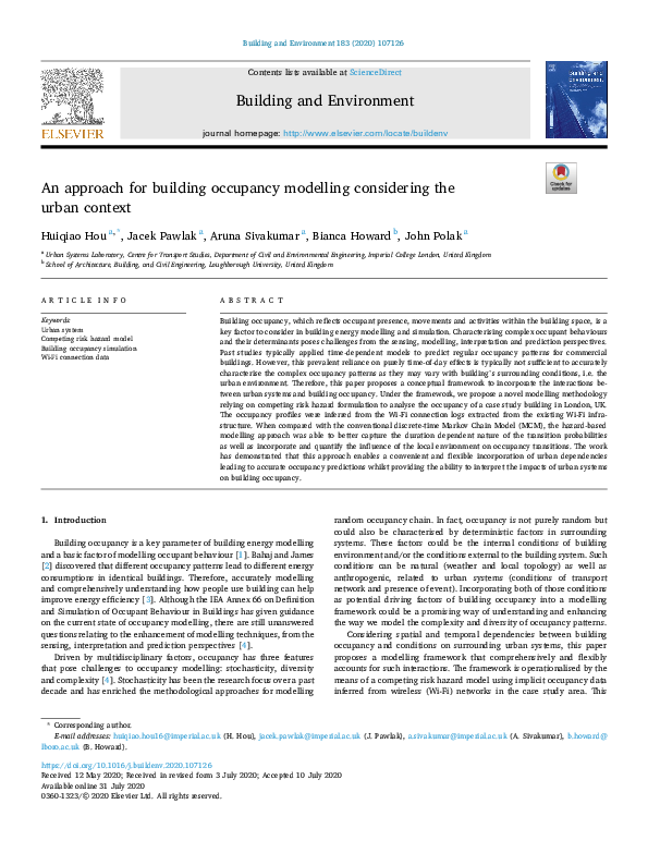 (PDF) An approach for building occupancy modelling considering the ...