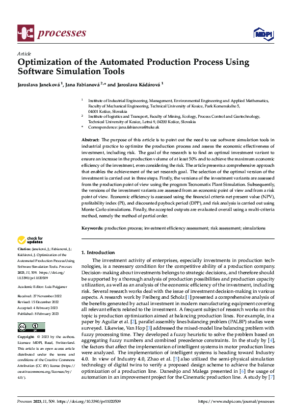 (PDF) Optimization of the Automated Production Process Using Software ...