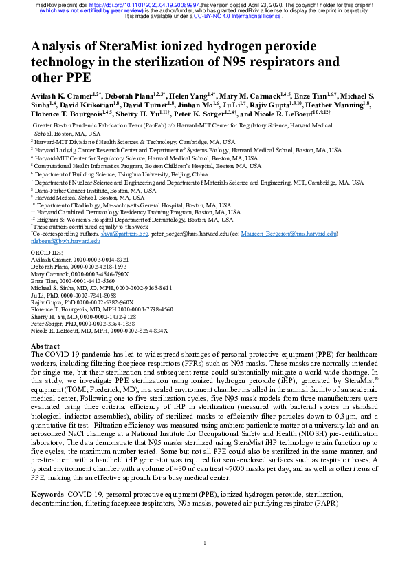 (PDF) Analysis of SteraMist ionized hydrogen peroxide technology in the ...