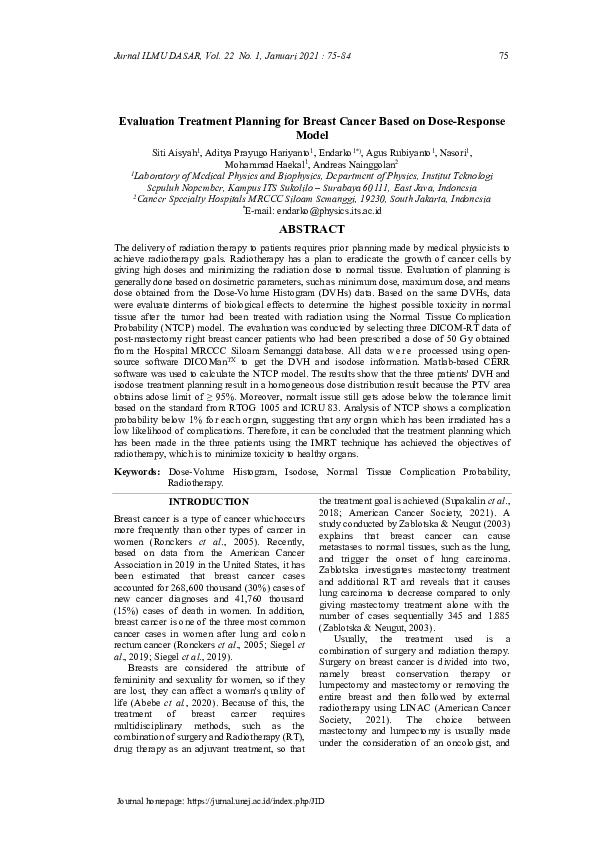  pdf evaluation treatment planning for breast cancer based on dose