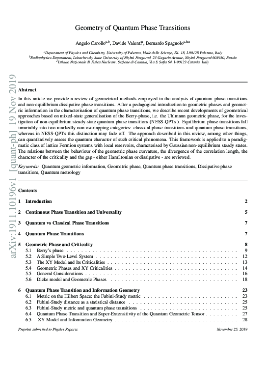 (PDF) The Geometry of Quantum Phase Transitions