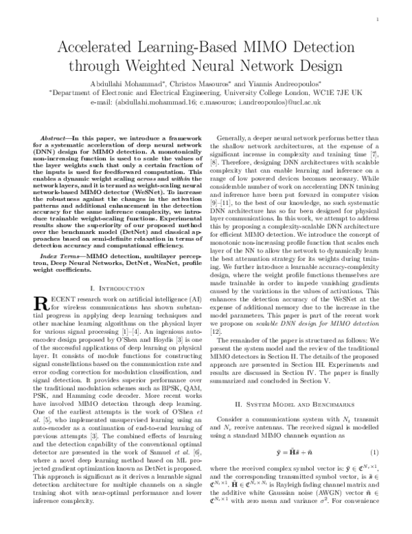 (PDF) Accelerated Learning-Based MIMO Detection through Weighted Neural ...
