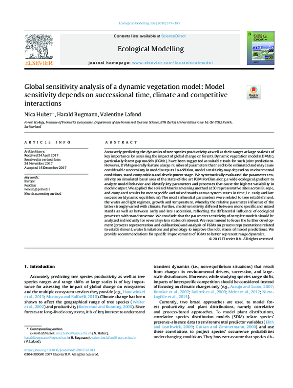 (PDF) Global sensitivity analysis of a dynamic vegetation model: Model ...