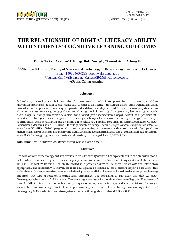(PDF) The Relationship of Digital Literacy Ability with Students ...