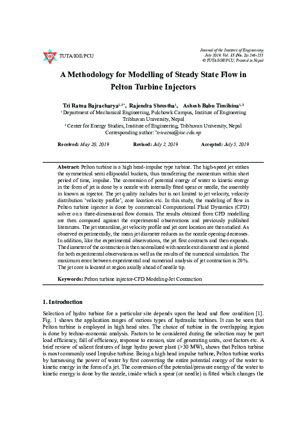 (PDF) A Methodology for Modelling of Steady State Flow in Pelton ...