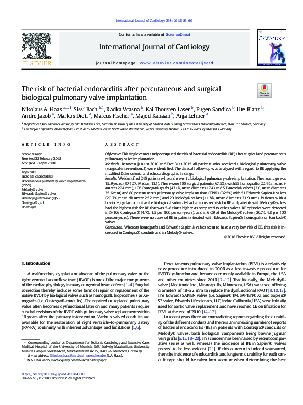 (PDF) The Risk of Bacterial Endocarditis after Percutaneous and ...