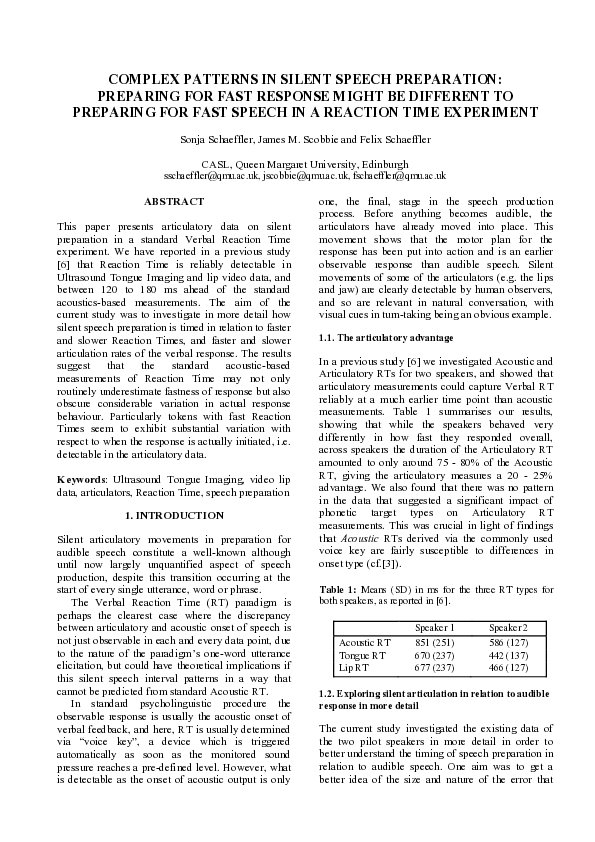 (PDF) Complex patterns in silent speech preparation: Preparing for fast ...