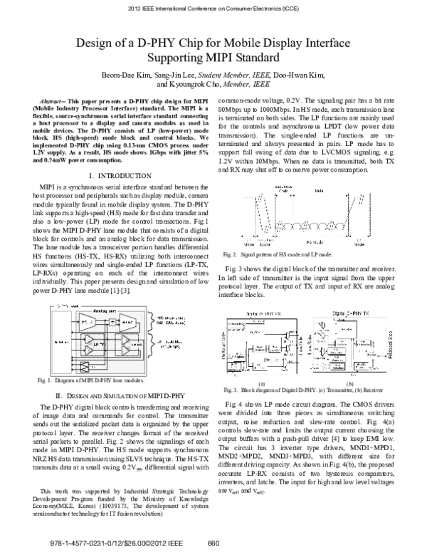 (PDF) Design of D-PHY chip for mobile display interface supporting MIPI