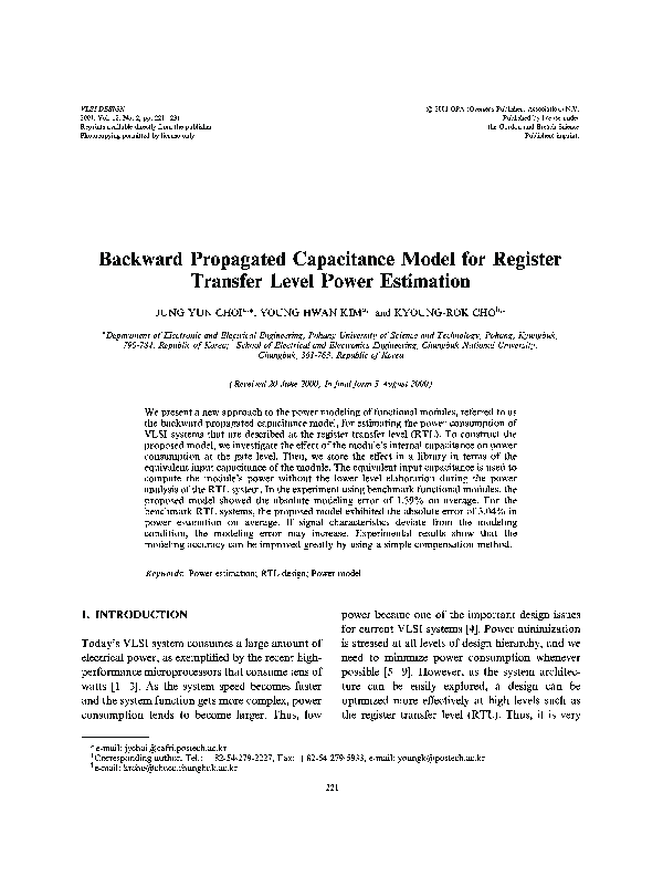 (PDF) Backward Propagated Capacitance Model for Register Transfer Level ...