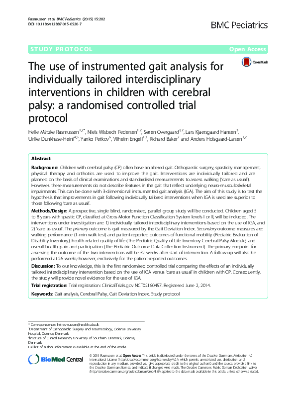 (PDF) The use of instrumented gait analysis for individually tailored ...