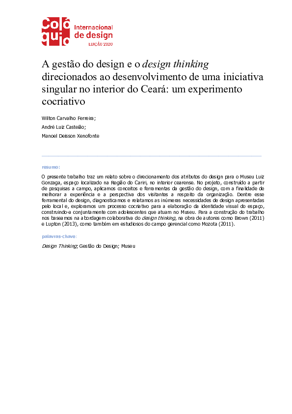 (PDF) A gestão do design e o design thinkingdirecionados ao ...