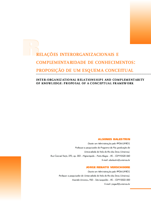 (PDF) Relações Interorganizacionais e Complementaridade De ...