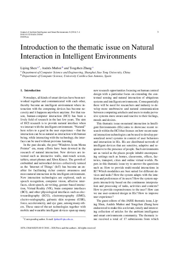 (PDF) Introduction to the thematic issue on Natural Interaction in ...