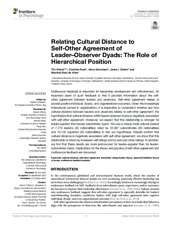 (PDF) Relating Cultural Distance to Self-Other Agreement of Leader ...