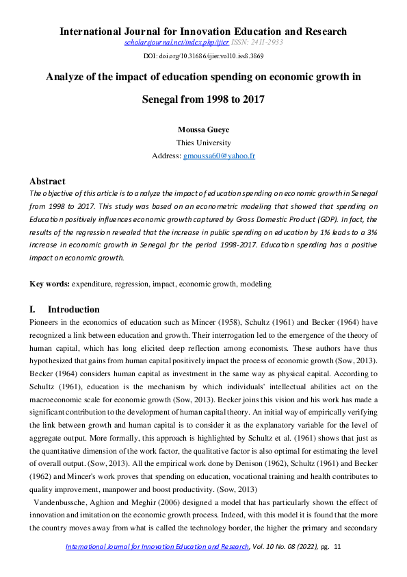 (PDF) Analyze of the impact of education spending on economic growth in ...
