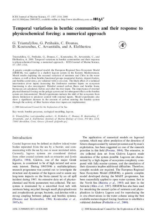 (PDF) Temporal variations in benthic communities and their response to ...