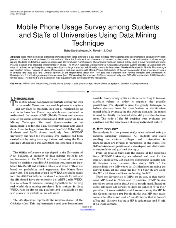 (PDF) Mobile Phone Usage Survey among Students and Staffs of ...